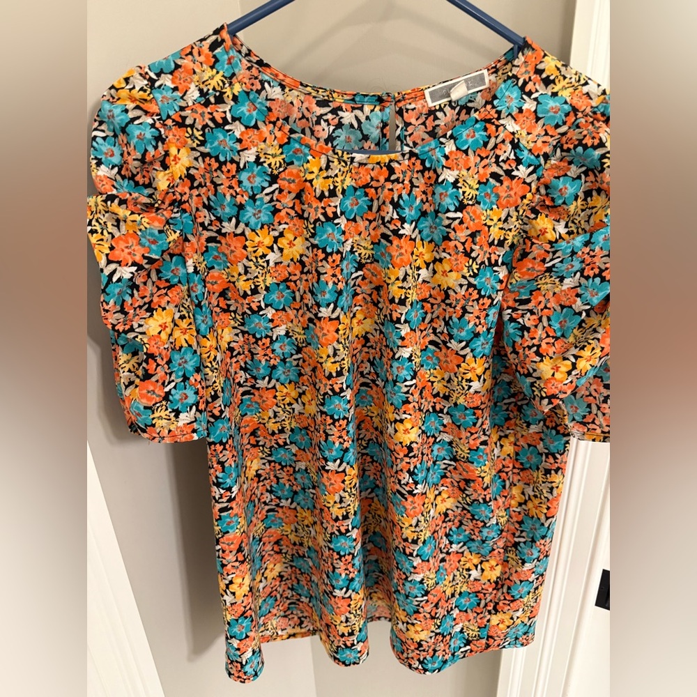 Floral Multicolor Puff Sleeve Top